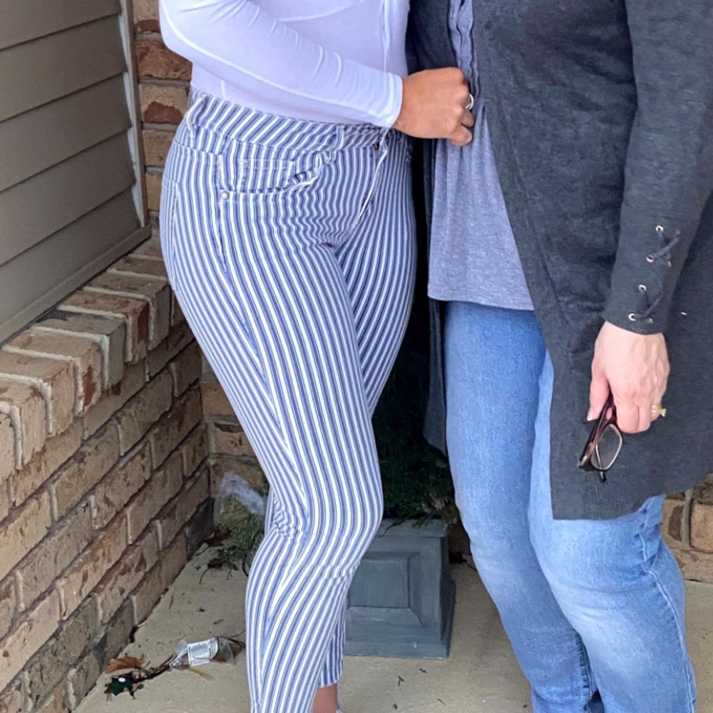 Striped blue & white jeans